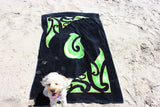 Maori Beach towel, hook, hei matau, dog, beach